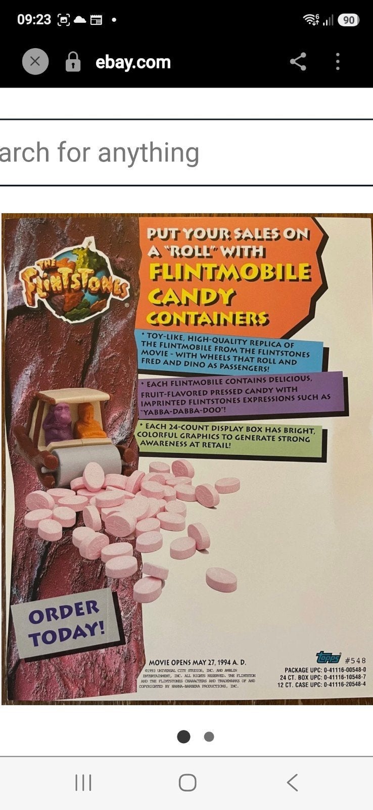 Vintage Flintstones Flintmobile Snoepdispenser (2 stuks), Ophalen of Verzenden, Gebruikt