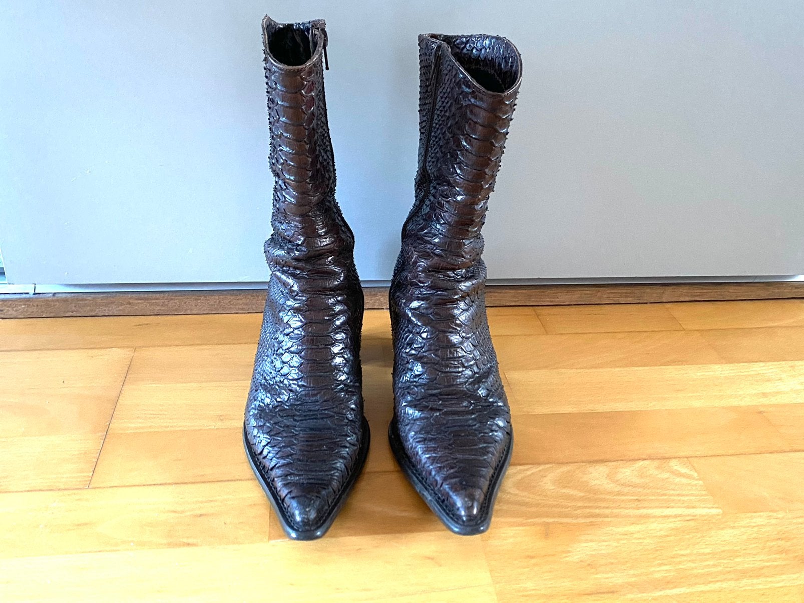 Cowboy / cowgirl laarzen slangenleer printen maat 37, Kleding | Dames, Hoge laarzen, Bruin, Verzenden, Gedragen