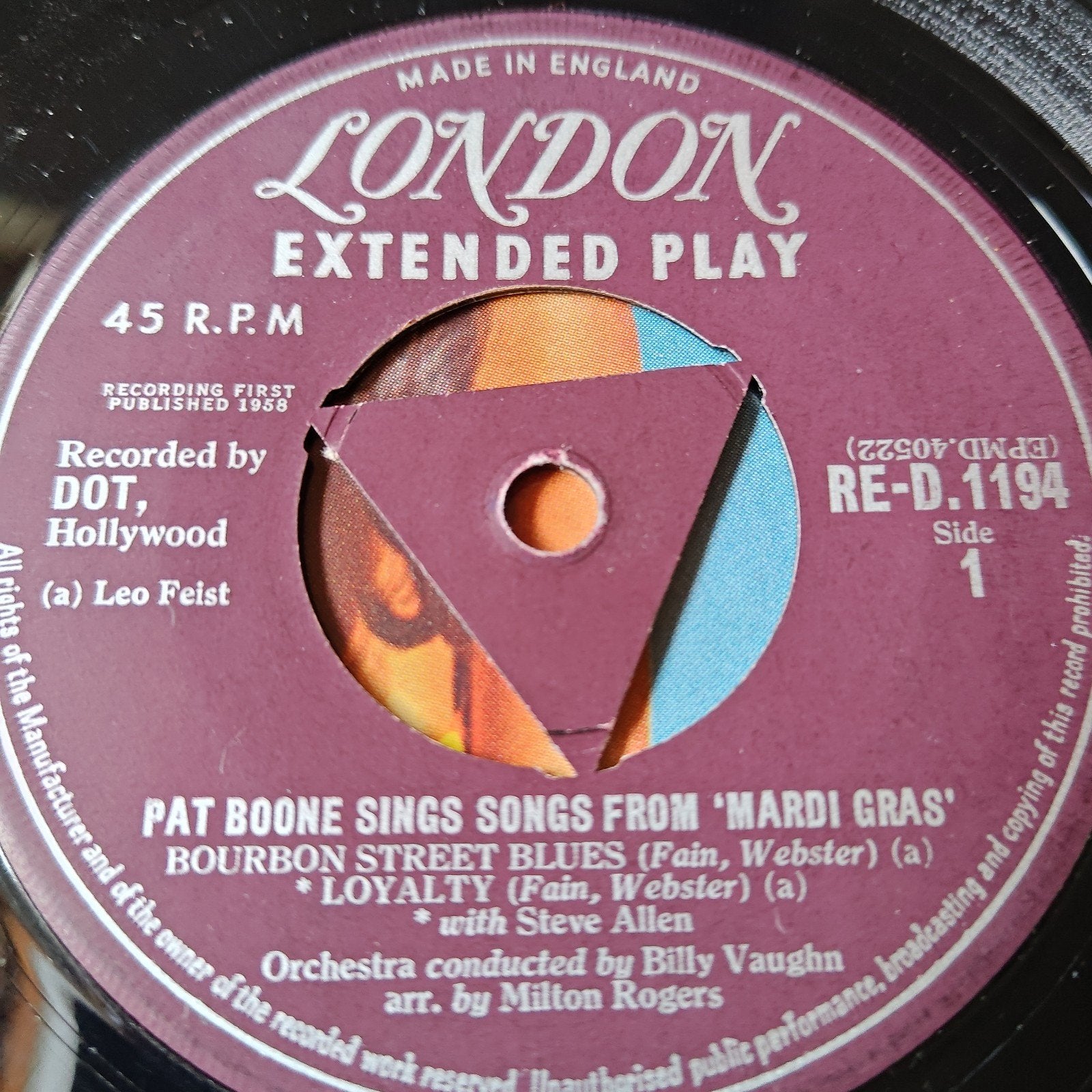 Pat Boone - Songs From 'Mardi Gras' EP (1958), Gebruikt, 7 inch, Ophalen of Verzenden, EP
