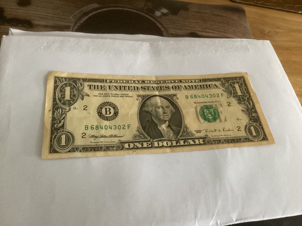 Bankbiljet USA 1 dollar met  2 voor een goed bod mag het wor, Verzenden, Noord-Amerika, Los biljet