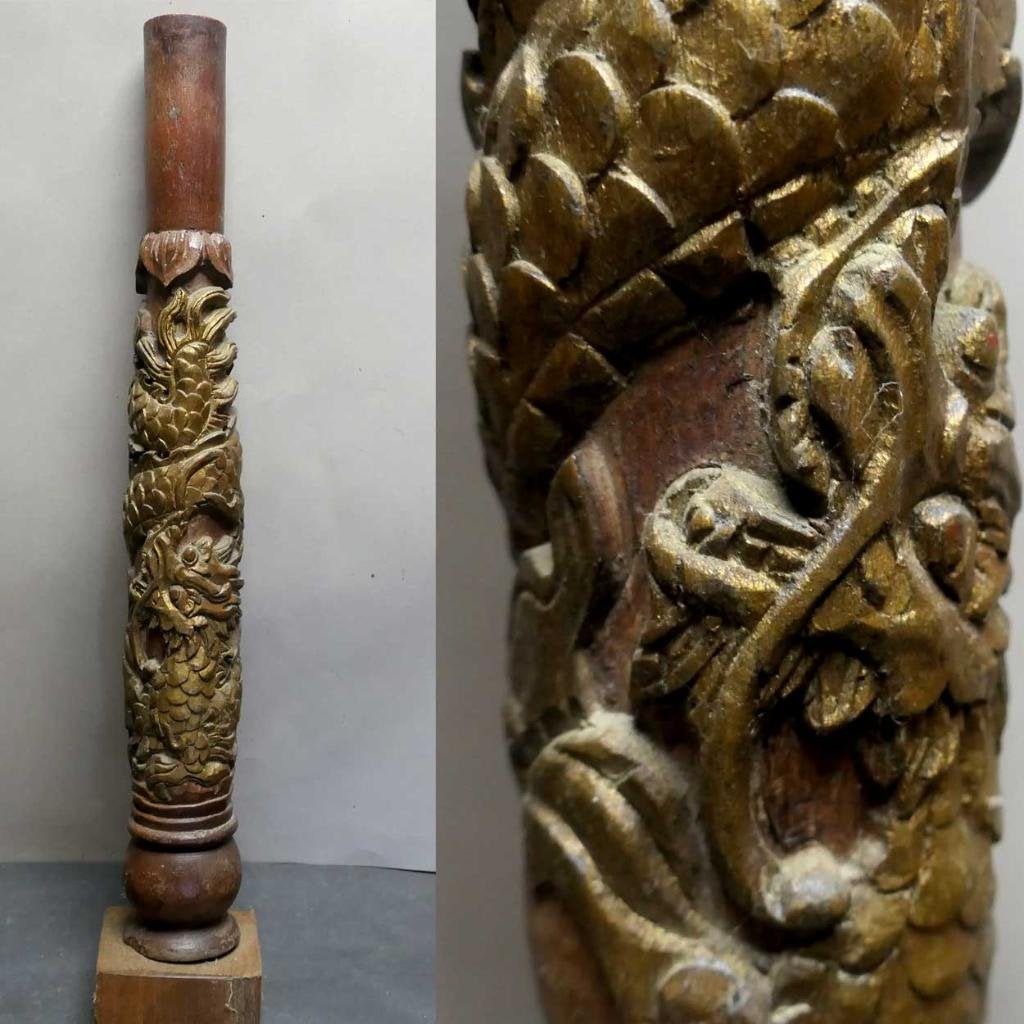Draak Naga DX6 China tempel pilaar beeld kunst chinees hout, Ophalen of Verzenden