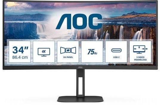 AOC U34V5C - 34 inch Ultrawide QHD Monitor USB-C 65W, Computers en Software, Monitoren, IPS, Ultrawide, Apex Electronics, Refurbished