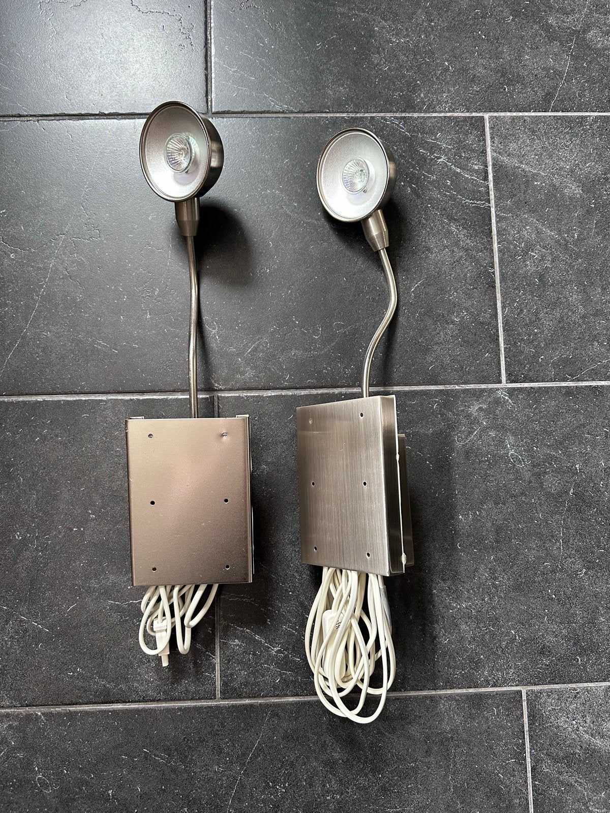 IKEA Kastlampen - Set van 2, Gebruikt, Zilver, Metaal, Met schakelaar