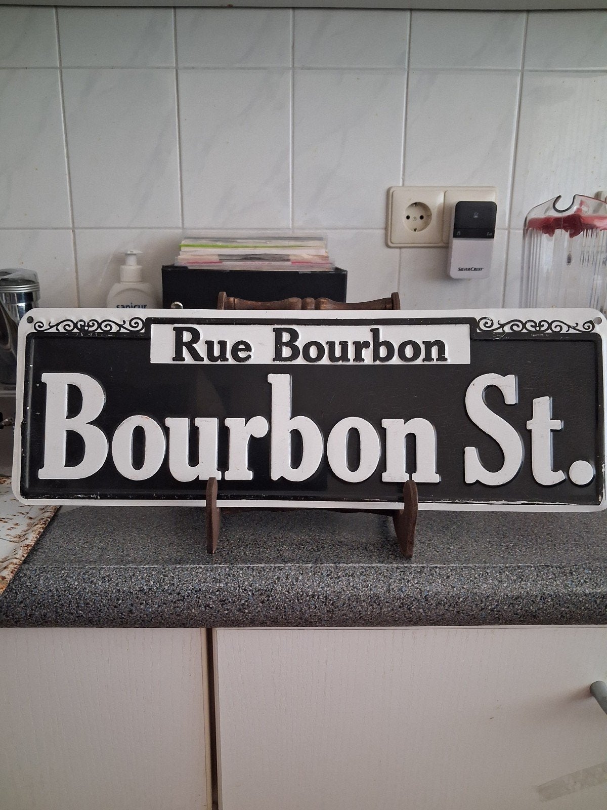 RUE BOURBON  BOURBON ST. LEUK BLIKKEN RECLAMEBORD, Ophalen of Verzenden, Zo goed als nieuw, Overige typen