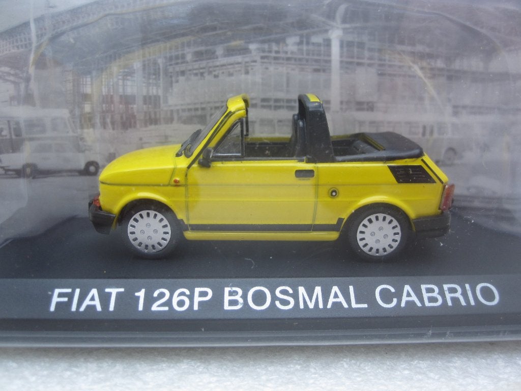 Polski Fiat 126P Bosmal Cabrio 1987 geel 1:43 Atlas, Ophalen of Verzenden, Nieuw, Auto, Overige merken