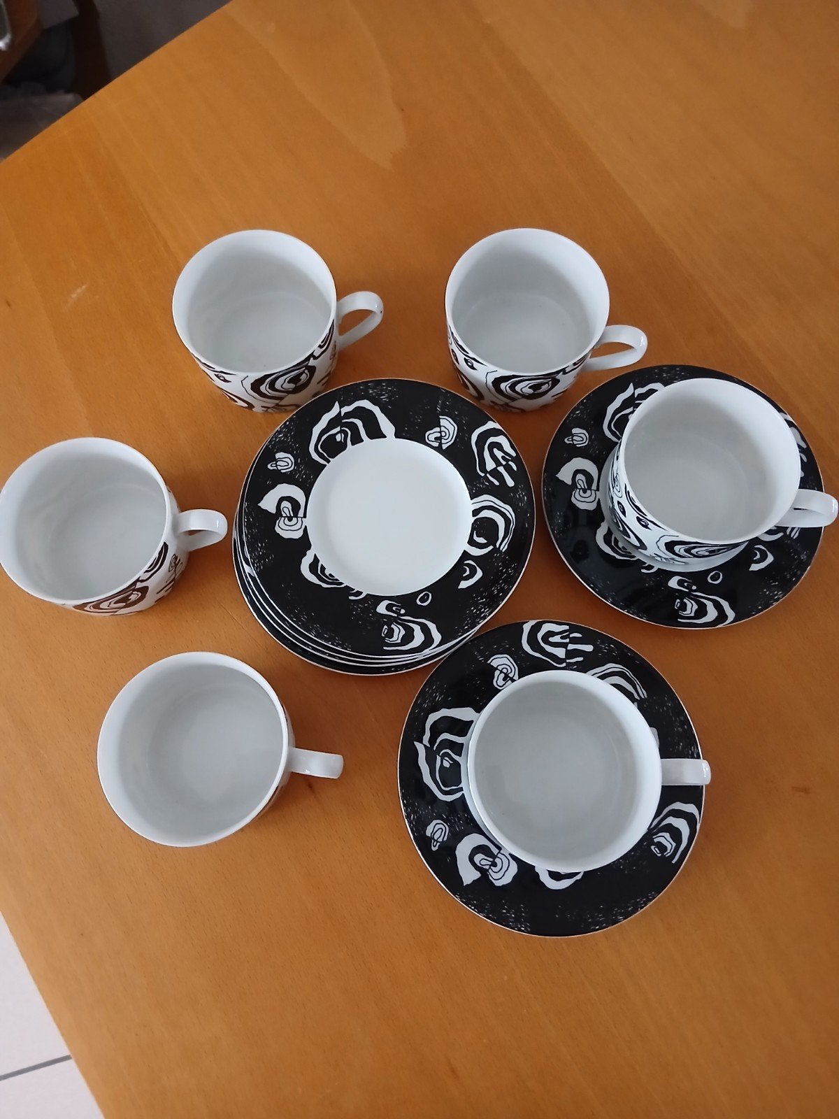 6 kop en schotels triptis  porselein, Ophalen of Verzenden