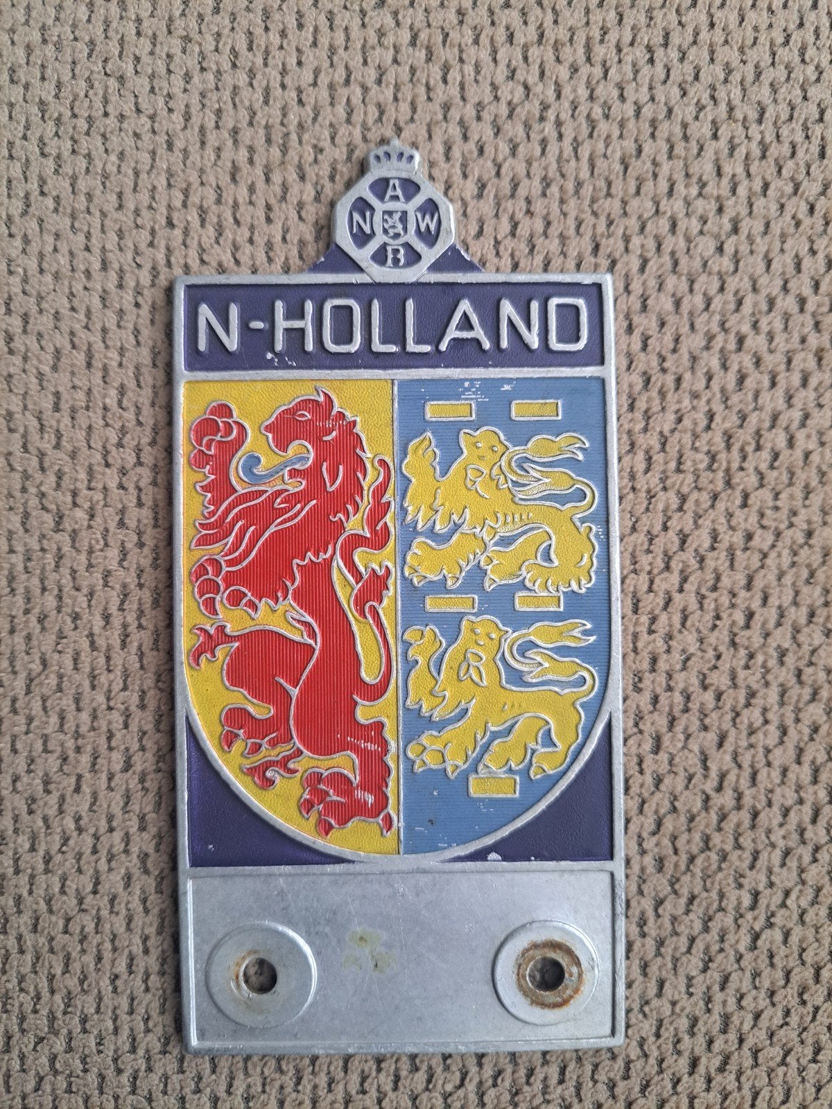 Vintage ANWB auto badge Noord-Holland jaren '50/'60, Verzamelen, Ophalen of Verzenden, Gebruikt