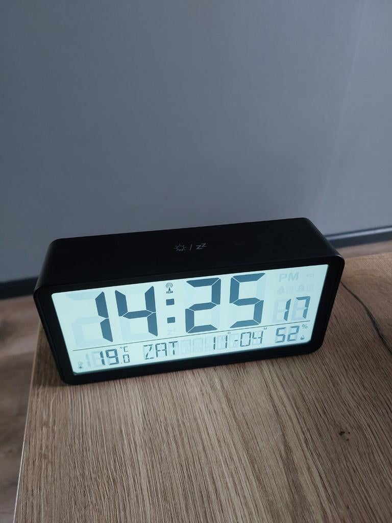 ADE CK2303 Radiogestuurde klok XL cijfers - Zwart, Ophalen of Verzenden, Nieuw, Digitaal, Wekker of Tafelklok