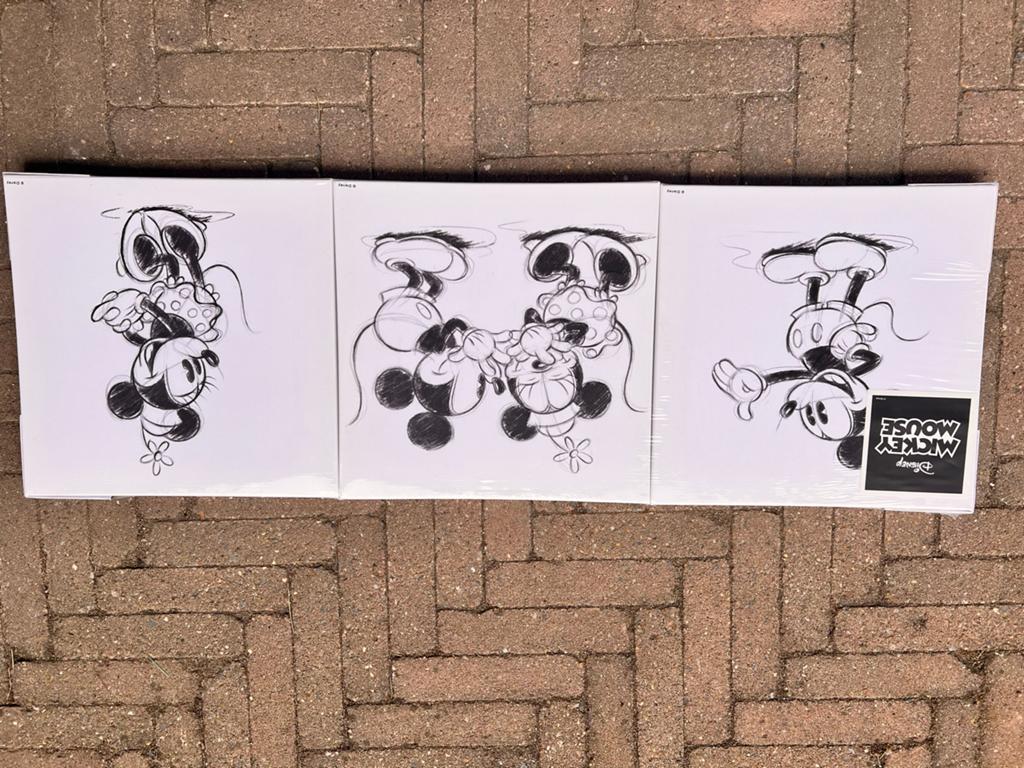 3x Disney Mickey Mouse Canvas Schilderijen 30x30 cm, Verzamelen, Ophalen of Verzenden
