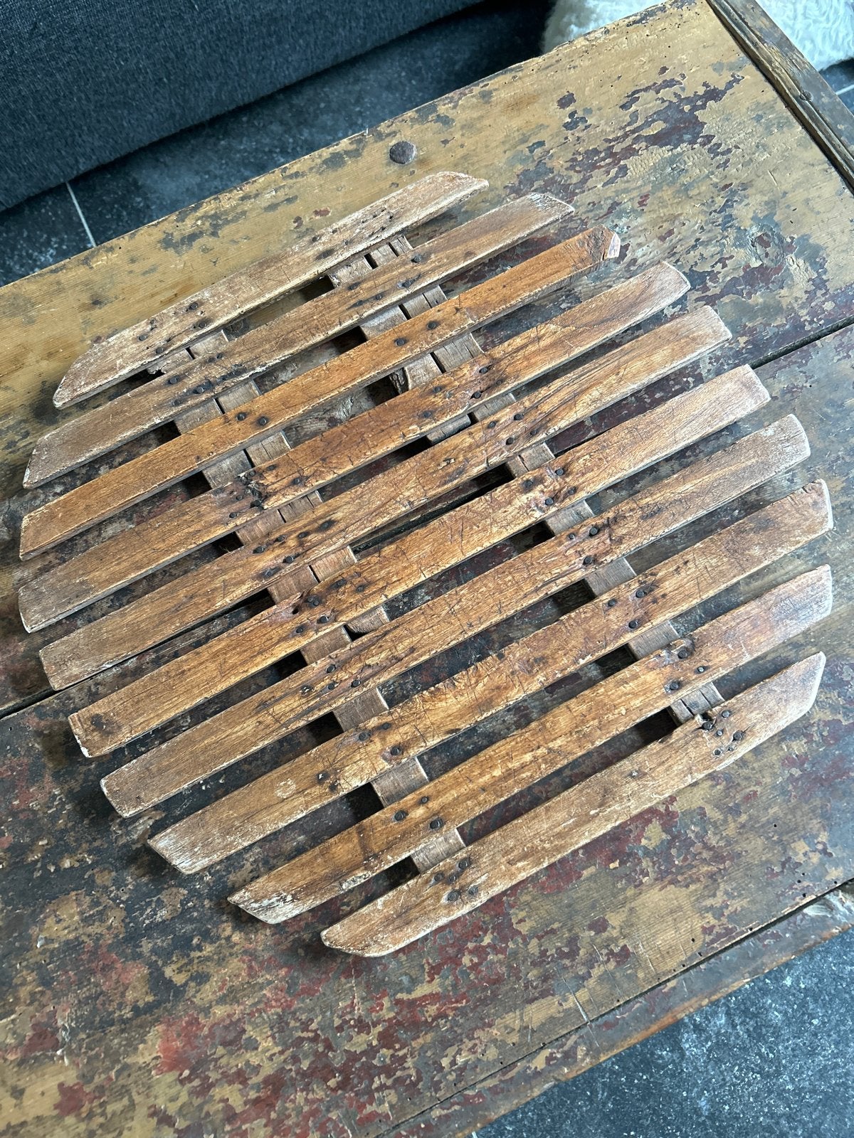 Antieke Franse broodplank van losse latjes - Bijzonder item, Antiek en Kunst, Ophalen of Verzenden
