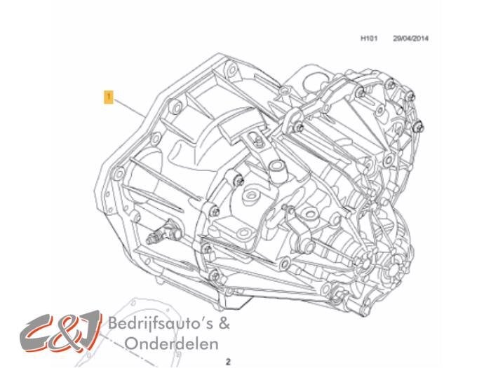 Versnellingsbak van een Opel Vivaro