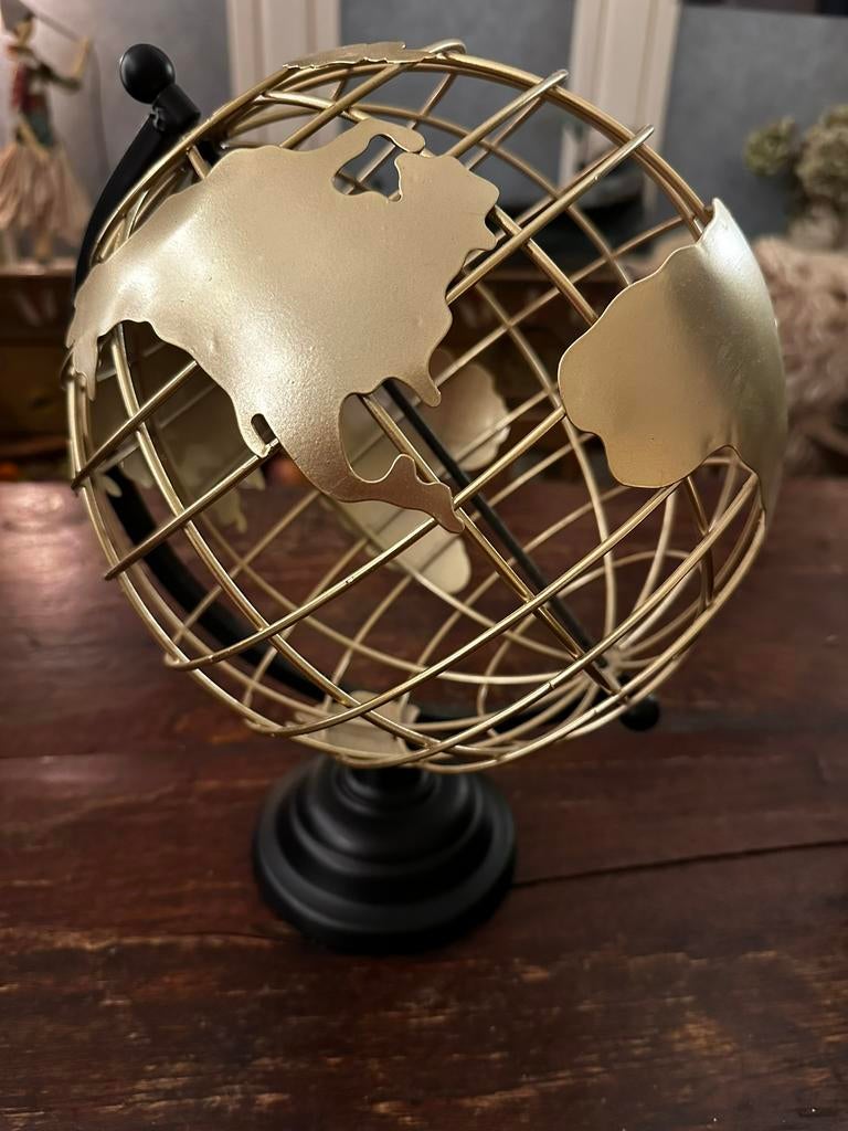 Goud gouden goudkleurige wereldbol deco globe, Huis en Inrichting, Woonaccessoires | Wereldbollen, Ophalen of Verzenden, Zo goed als nieuw