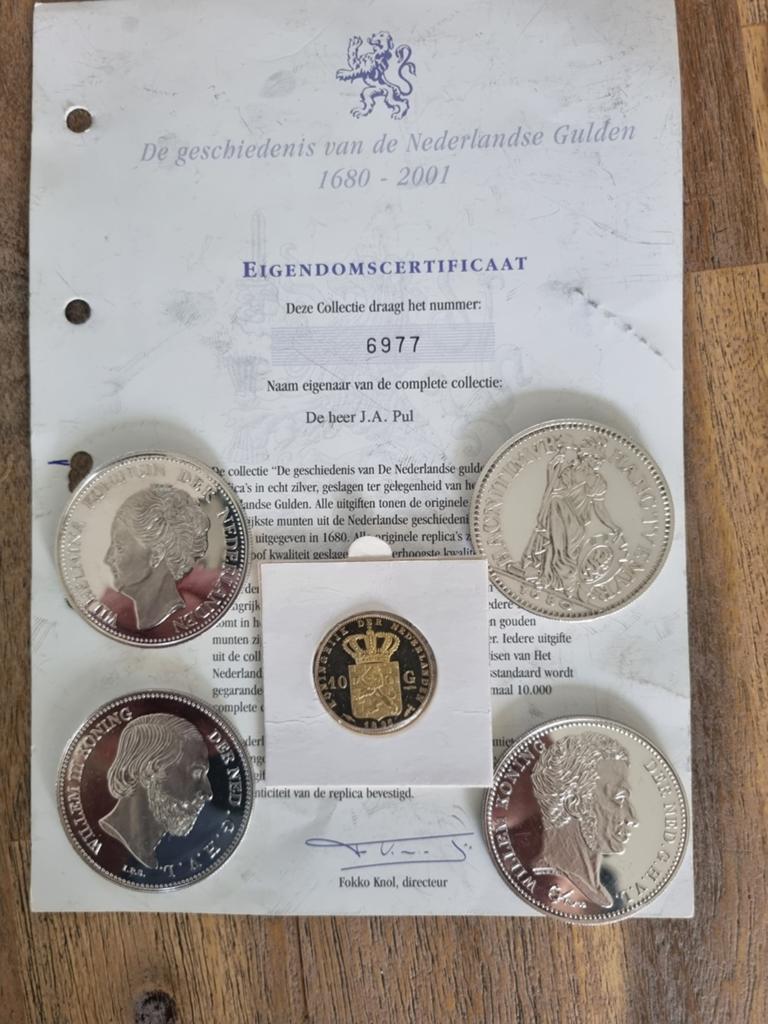 Complete replica set zilveren 1 gulden munt, Ophalen, Nederland, Munten