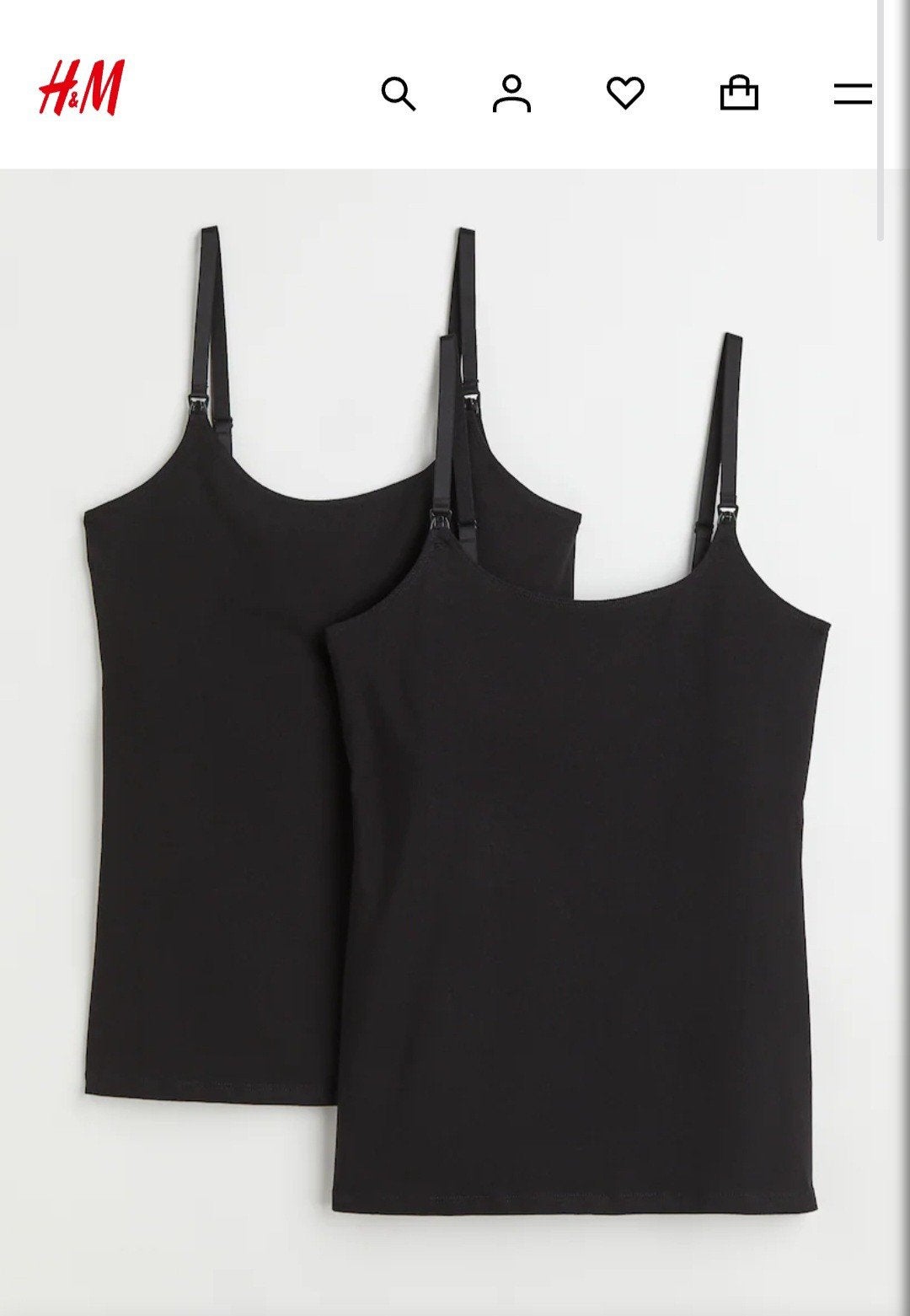 2x zwart voedingshemdje xs H&M, H&M, Zwart, Zo goed als nieuw, Maat 34 (XS) of kleiner