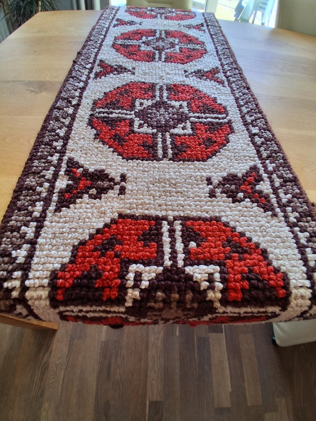 Vintage handgemaakte loper 128x40 cm, Minder dan 50 cm, Gebruikt, 100 tot 150 cm, Ophalen of Verzenden