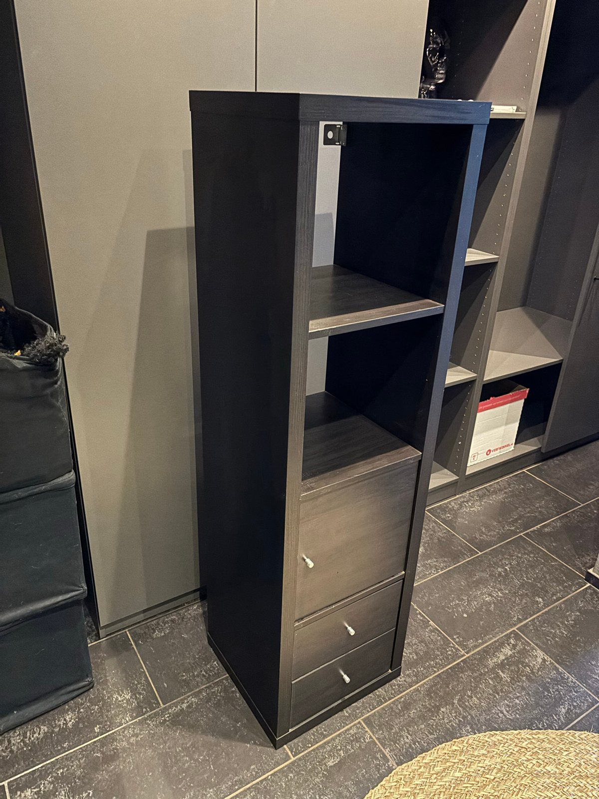 IKEA KALLAX Kast met lades en deur, zwartbruin, Ophalen, Gebruikt