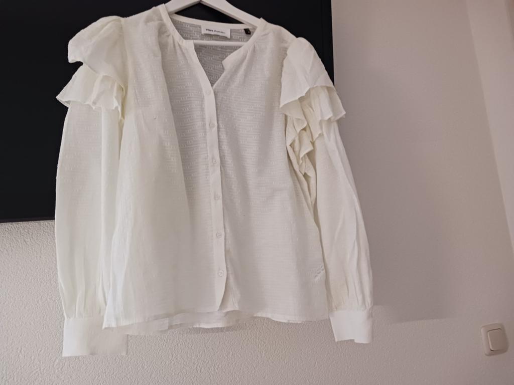 Nieuwe roomwitte blouse met ruches van POM Amsterdam, Kleding | Dames, Blouses en Tunieken, POM Amsterdam, Wit, Maat 42/44 (L)