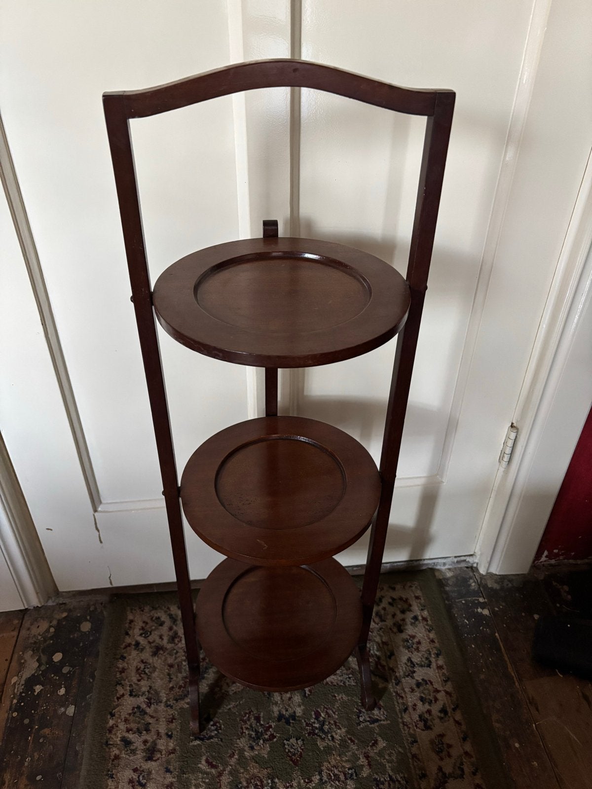Vintage houten etagere met 3 lagen, Antiek en Kunst, Ophalen