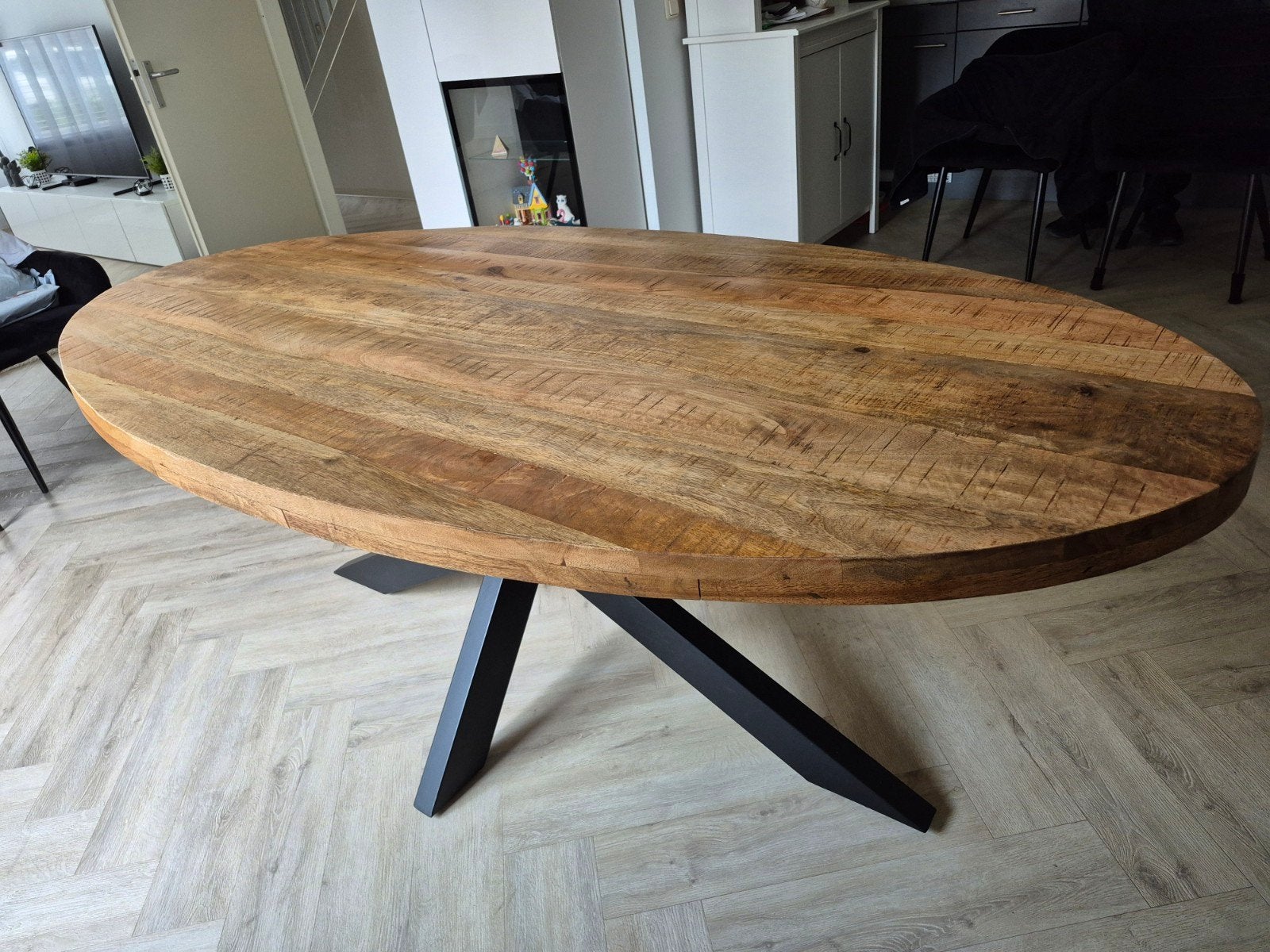 Ovale tafel, Huis en Inrichting, Tafels | Eettafels, Ophalen, 200 cm of meer, 50 tot 100 cm, Zo goed als nieuw