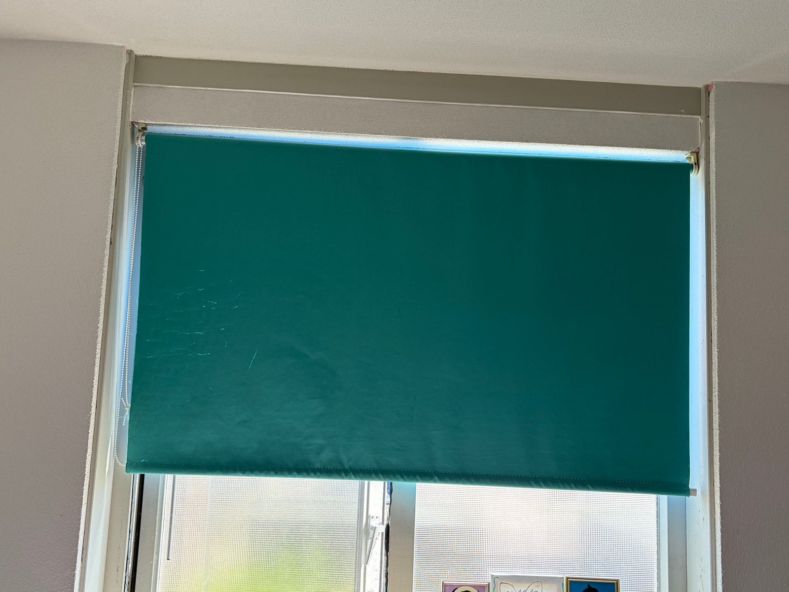 Groen rolgordijn - verduisterend voor maar €10, Gebruikt, 190 cm, Ophalen of Verzenden, Rolgordijn