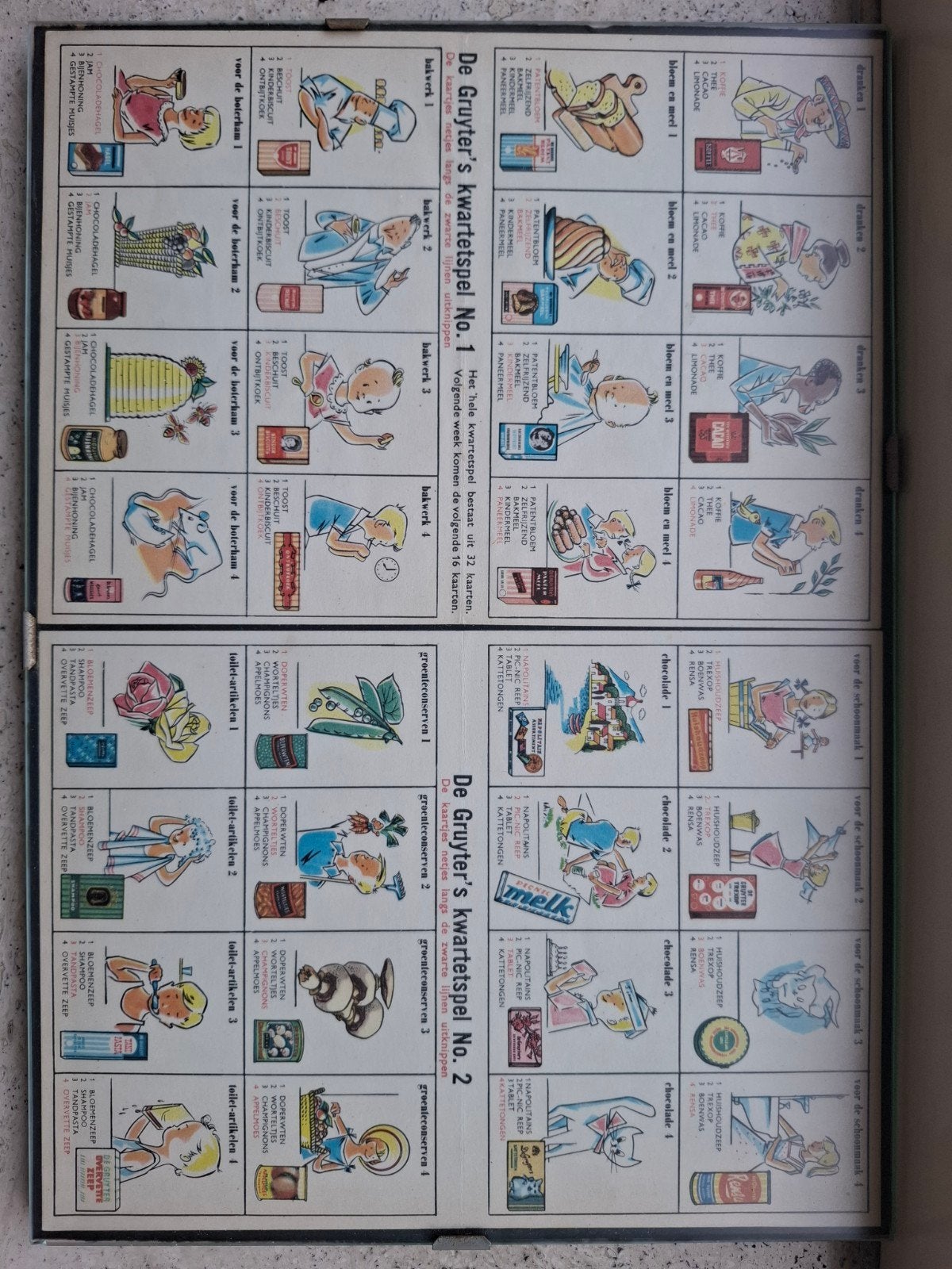 De Gruyter's Kwartetspel No. 1 & 2 - Vintage Spel, Ophalen of Verzenden, Gebruikt