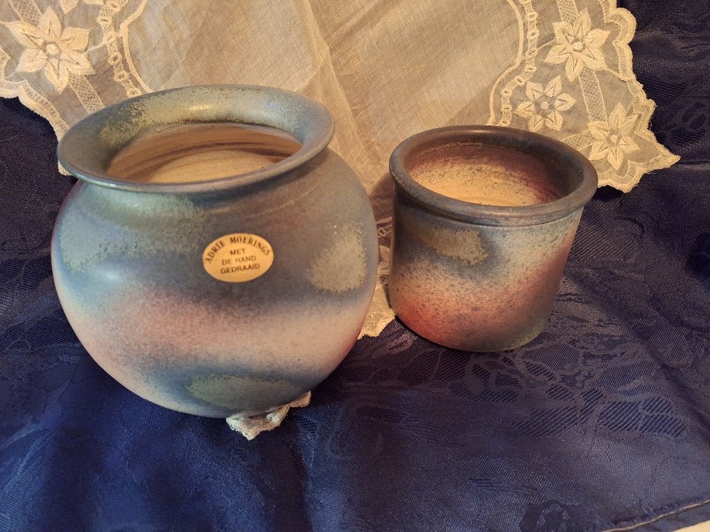 Vintage stel, vaas en bloempot, Adrie Moerings Keramiek, Antiek en Kunst, Ophalen of Verzenden