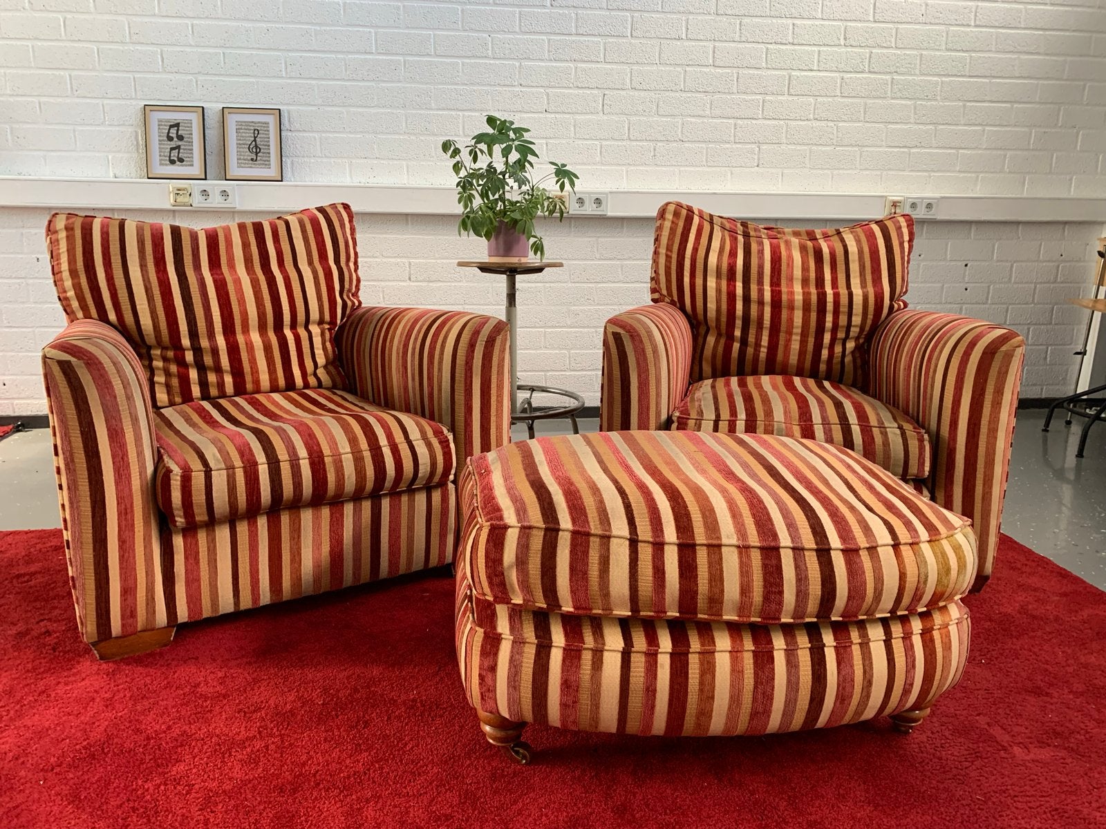 Vintage Duresta fauteuils met voetenbank, Ophalen, Gebruikt, Hout, 75 tot 100 cm
