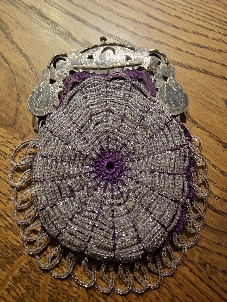 Zilveren beugeltasje beugelbeurs kralen antiek, Antiek en Kunst, Ophalen of Verzenden, Zilver
