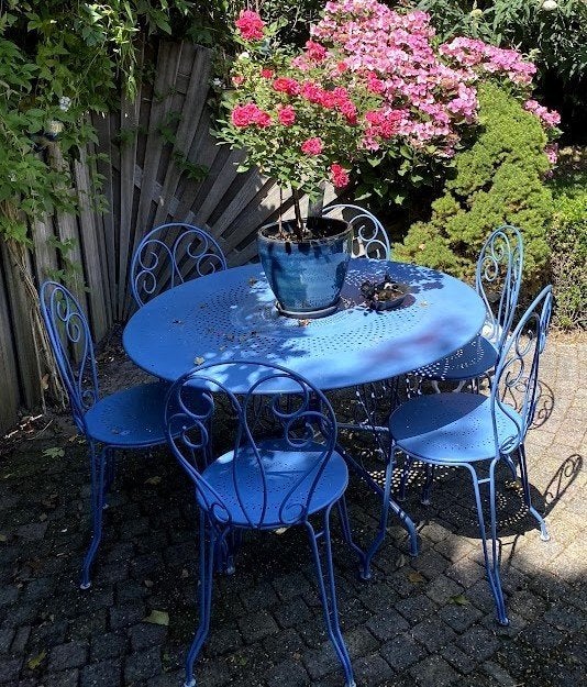 Provencaalse lavendel blauwe 7-delige metalen tuinset zgan