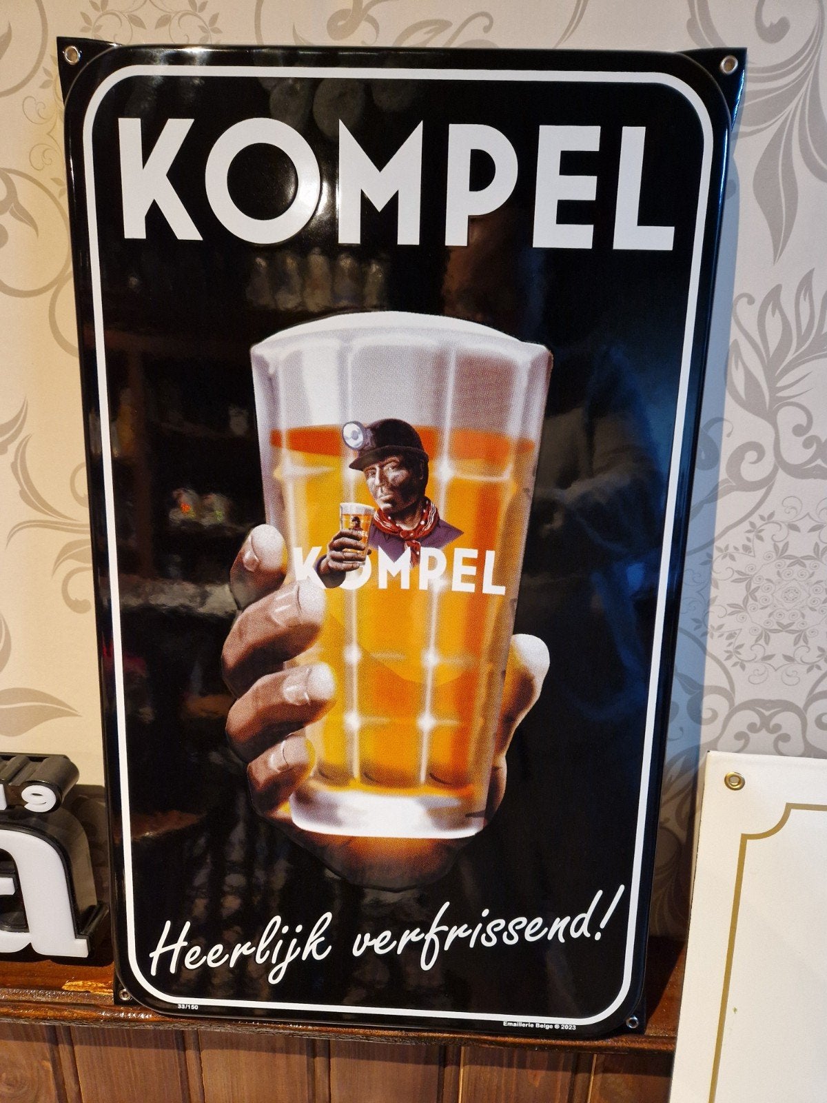 Kompel emaille bord, Ophalen of Verzenden, Zo goed als nieuw, Reclamebord
