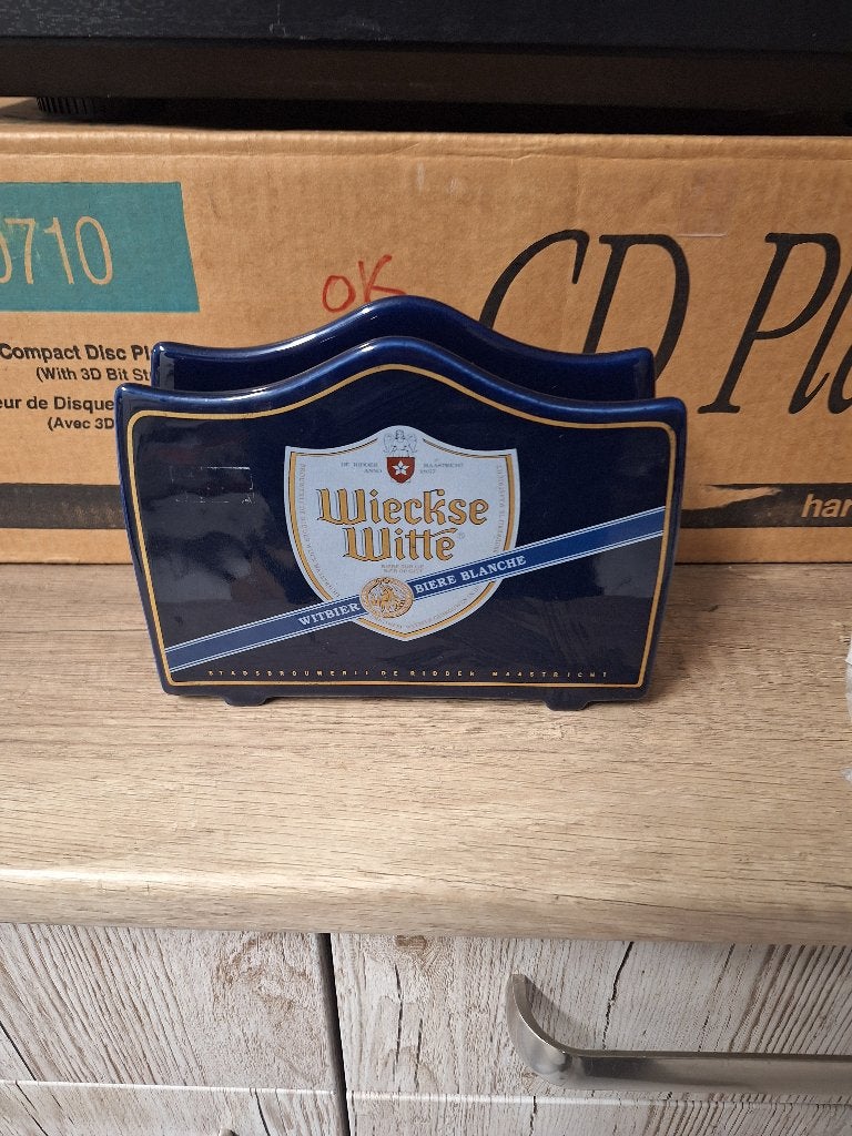Porceleinen bierviltjes houder Wieckse Witte Ridder Bier, Verzamelen, Biermerken, Ophalen of Verzenden, Zo goed als nieuw, Viltje(s)
