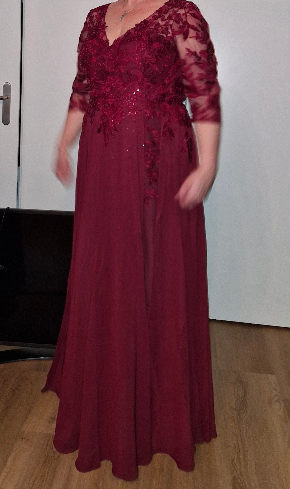 Bordeaux rode Galajurk, Kleding | Dames, Maat 46/48 (XL) of groter, Ophalen of Verzenden, Zo goed als nieuw, Rood