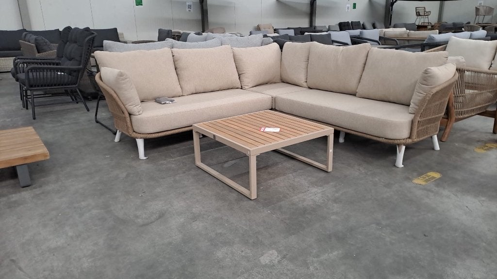 Palermo hoek loungeset beige | 230x230cm | aluminium + rope, Ophalen, 5 zitplaatsen, Aston Martinlaan 36, Bank