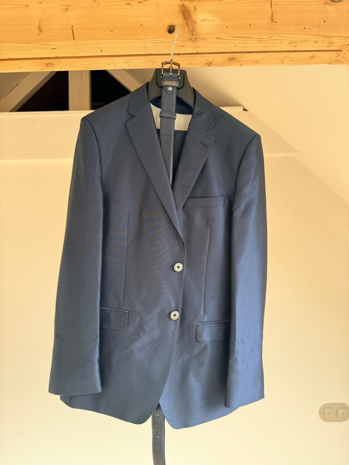 Alexander Alesi Herenpak - Donkerblauw met wit gilet, Kleding | Heren, Ophalen, Zo goed als nieuw, Maat 48/50 (M), Blauw