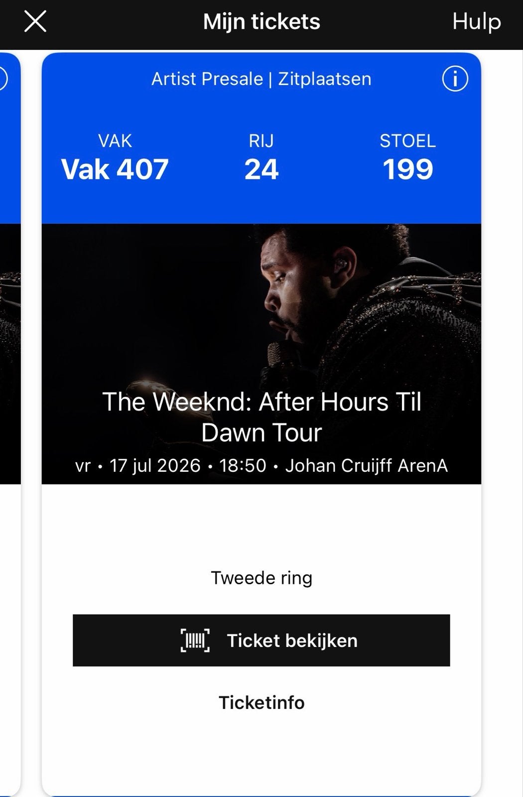 The Weeknd Amsterdam Vr 17 juli | 2 Zitplaatsen Naast Elkaar, Twee personen, Juli