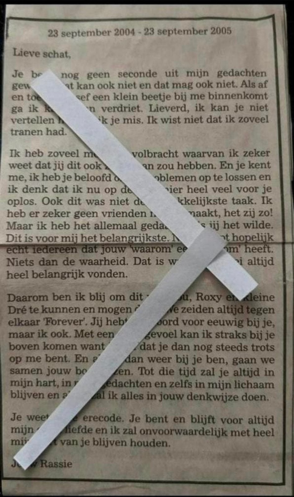 4 In memoriam advertenties van André Hazes, Ophalen of Verzenden, Knipsel(s)