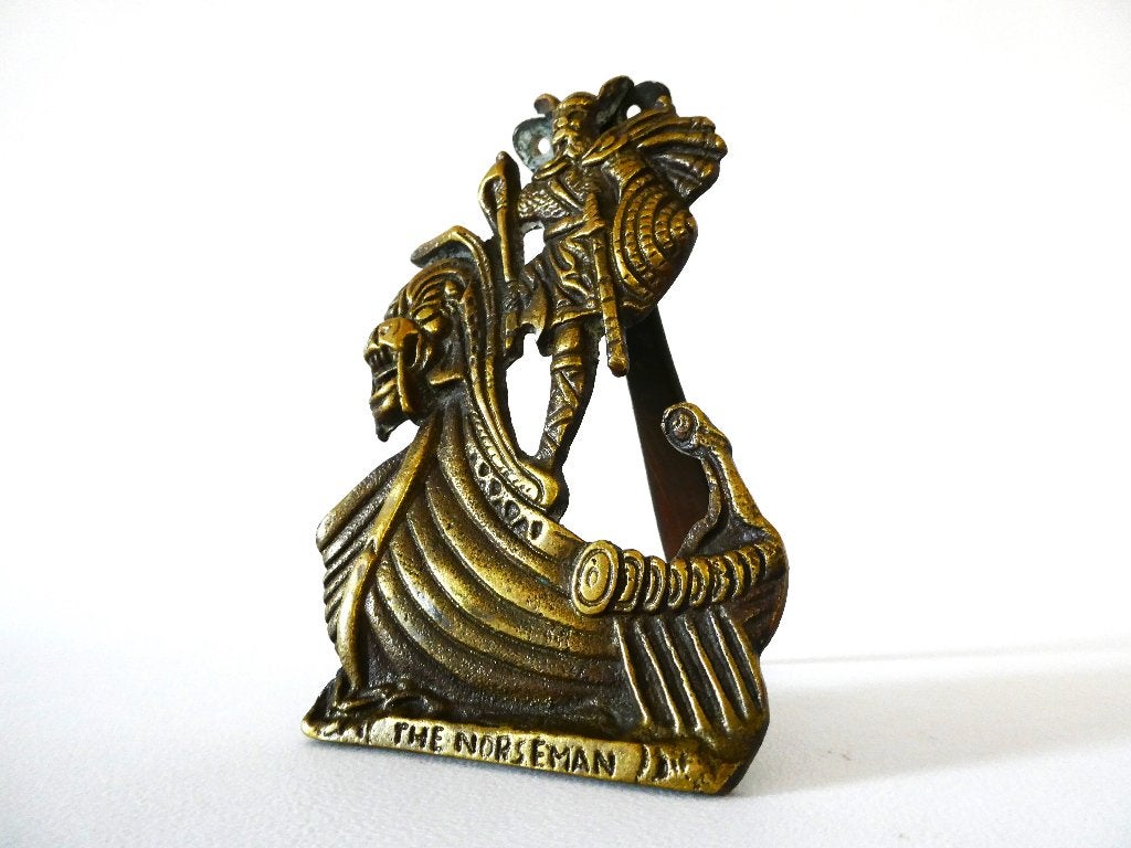 Bronzen deurklopper van een Noorman / Viking merk ELPEC, Antiek en Kunst, Antiek | Koper en Brons, Ophalen of Verzenden, Brons