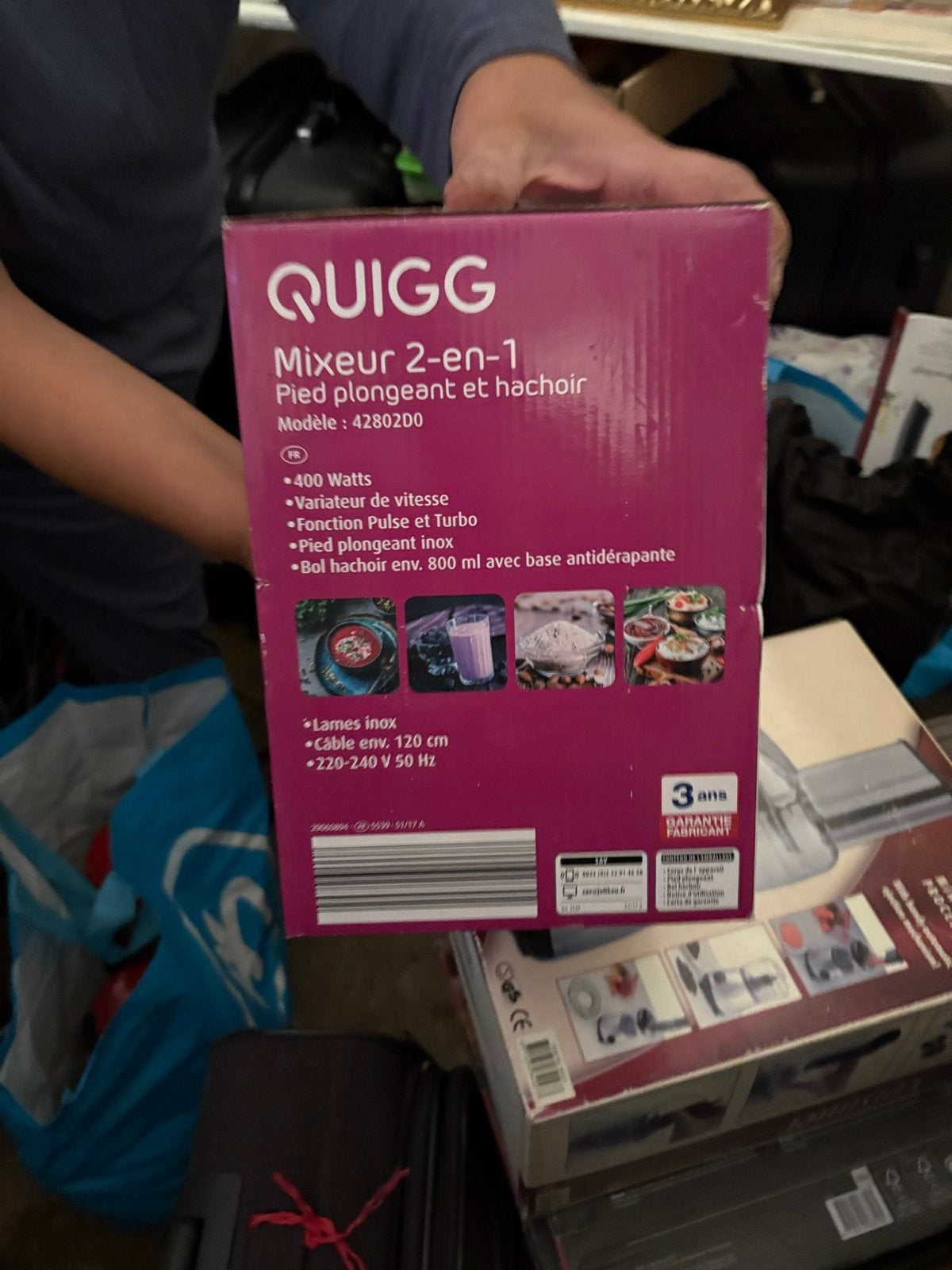 Quigg 2-in-1 Staafmixer en Hakmolen - 400W, Witgoed en Apparatuur, Minder dan 1 liter, Ophalen of Verzenden, Nieuw, 3 snelheden of meer