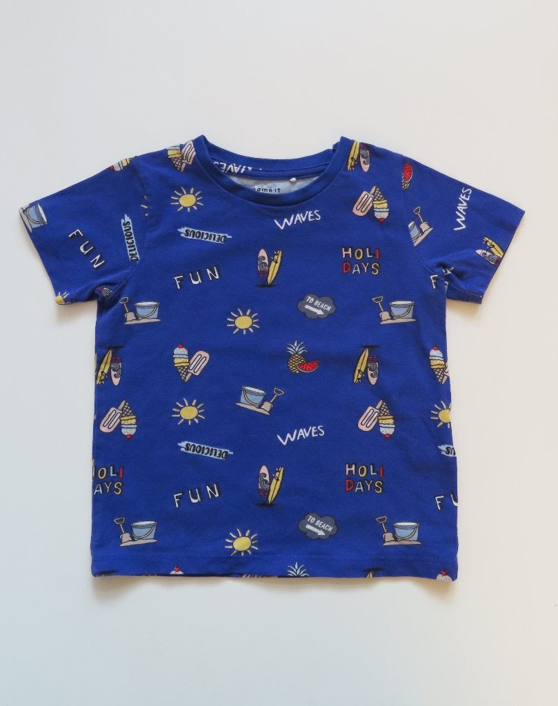 T-shirt Strand Zomer Print Name It mt 80 (L38), Ophalen of Verzenden, Zo goed als nieuw, Shirtje of Longsleeve, Name It