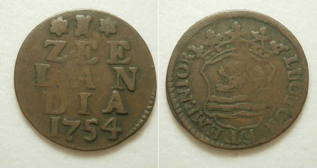 Zeeland Duit 1754 - Schaars, Postzegels en Munten, Munten | Nederland, Ophalen of Verzenden, Vóór koninkrijk, 1 cent, Losse munt
