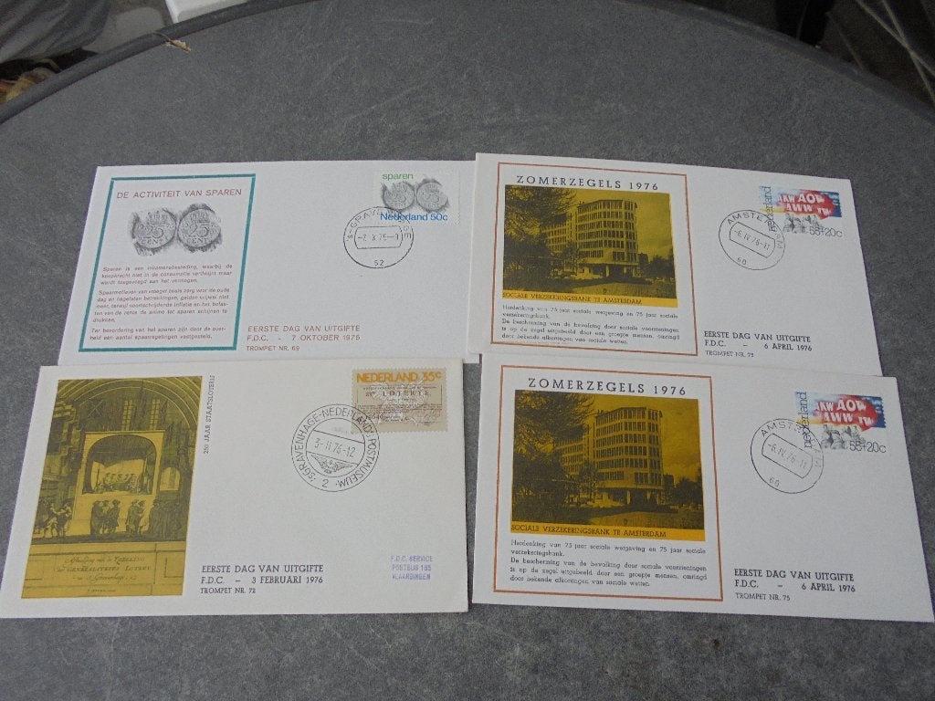 Nederland.  Trompet FDC's met dubbelen., Postzegels en Munten, Ophalen of Verzenden, Nederland