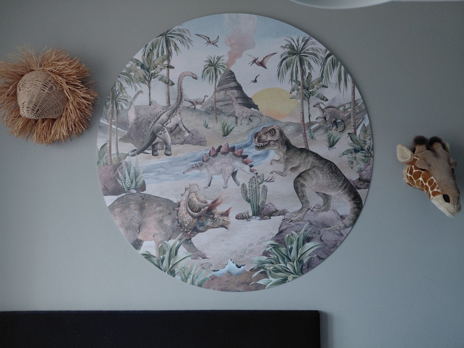 Muurcirkel kinderkamer dinosaurus 140 cm, Ophalen, Hout, Meerkleurig, Nieuw