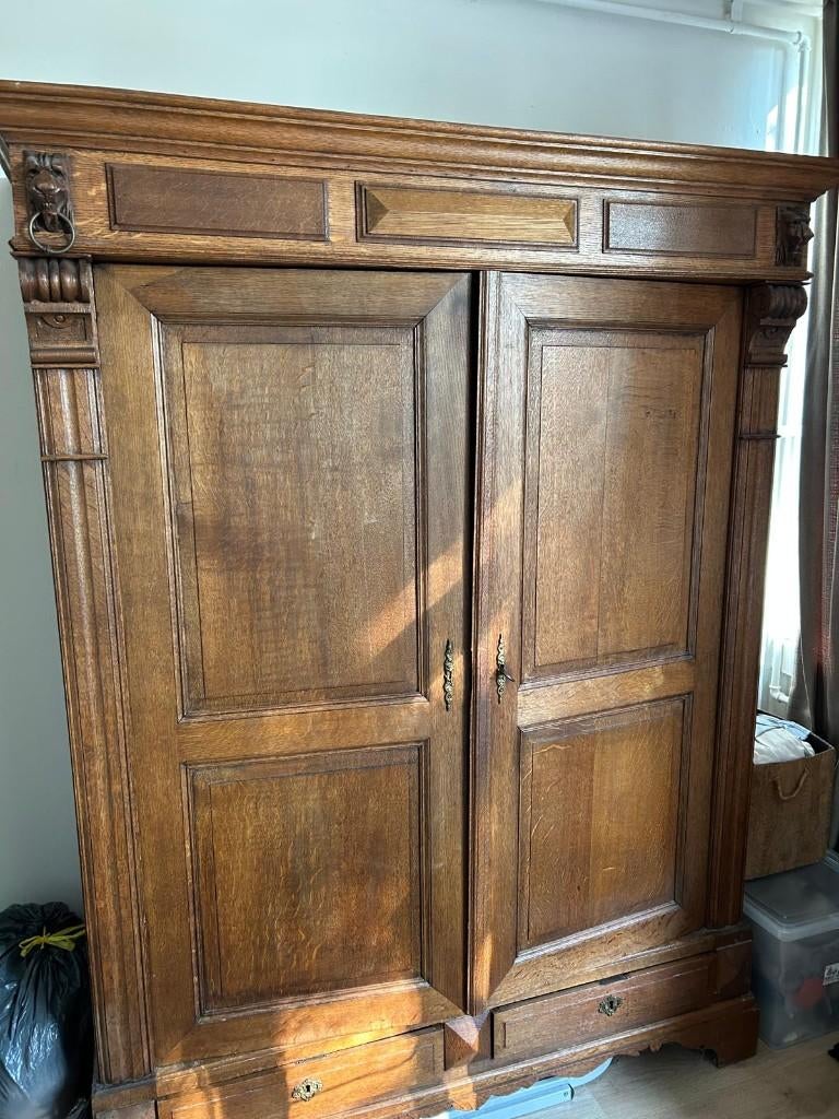 antieke eikenhouten kast, Huis en Inrichting, Ophalen, Gebruikt