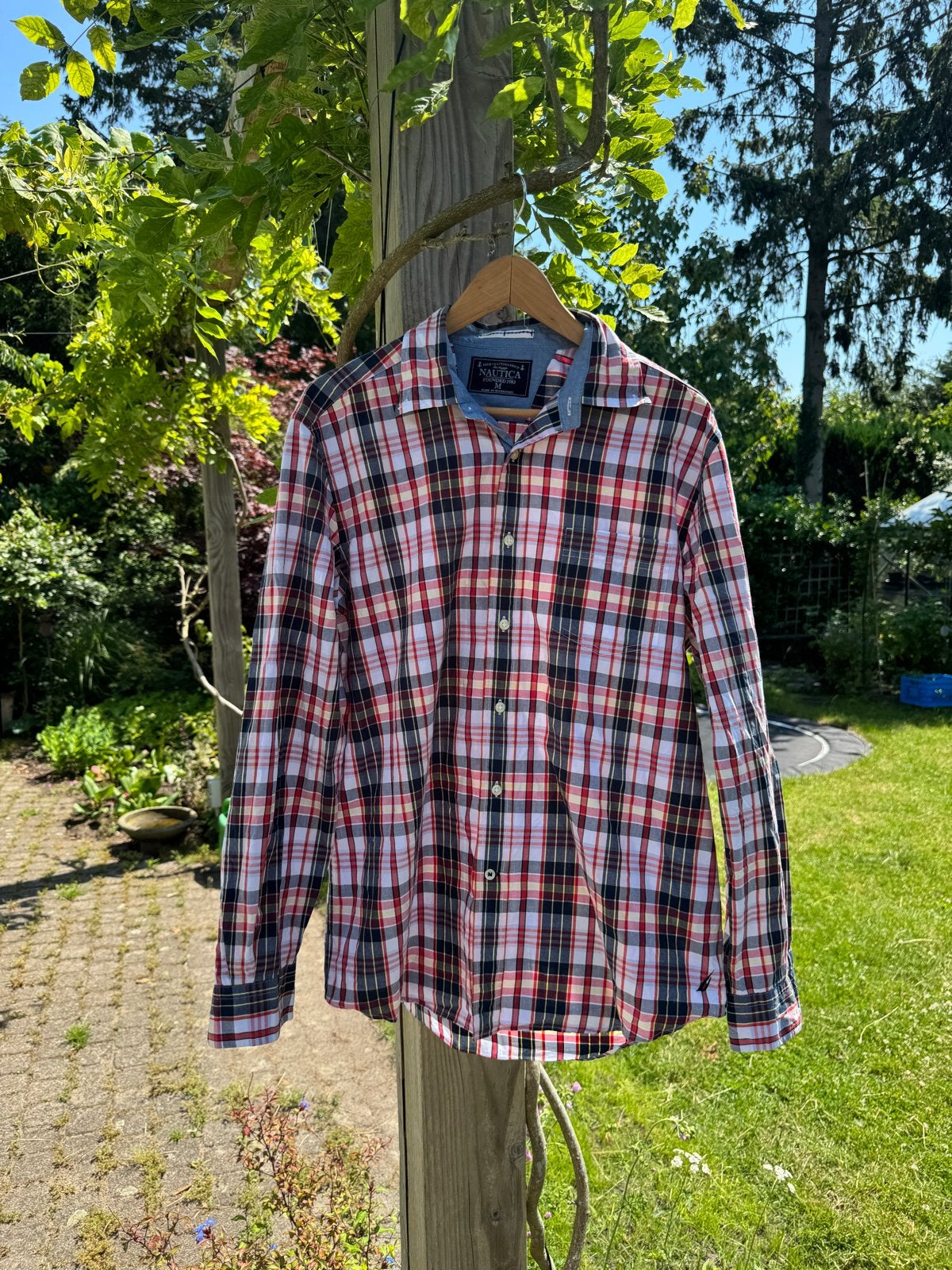Nautica Geruit Overhemd Maat M, Verzenden, Zo goed als nieuw, Rood, Halswijdte 39/40 (M)