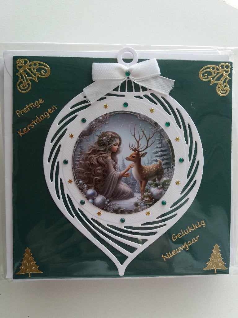 Kerstkaartje met elfje en hertje no. 55, Ophalen of Verzenden, Nieuw, Kerst