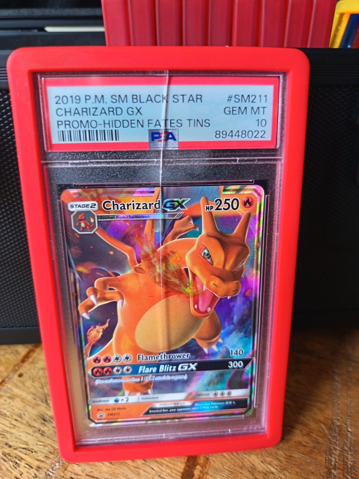 Pokémon Charizard GX Promo Hidden Fates PSA 10, Hobby en Vrije tijd, Ophalen of Verzenden, Zo goed als nieuw, Losse kaart, Foil