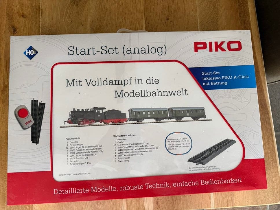 Piko Start-Set (analoog) met stoomlocomotief en wagons, Treinset, Gelijkstroom, Zo goed als nieuw, Analoog