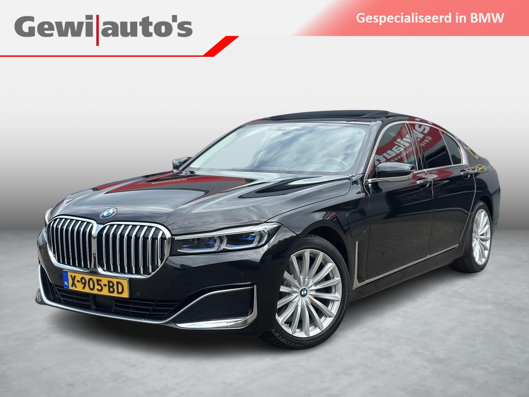 BMW 7-serie 745e High Executive, Auto's, BMW, Achterwielaandrijving, Gebruikt, Zwart, Bedrijf