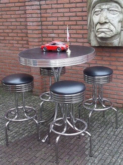 FIFTIES SIXTIES AMERIKAANSE BARKRUKKEN BEL AIR BARTAFEL, Ophalen, 5 krukken of meer, 60 tot 90 cm, Met voetsteun