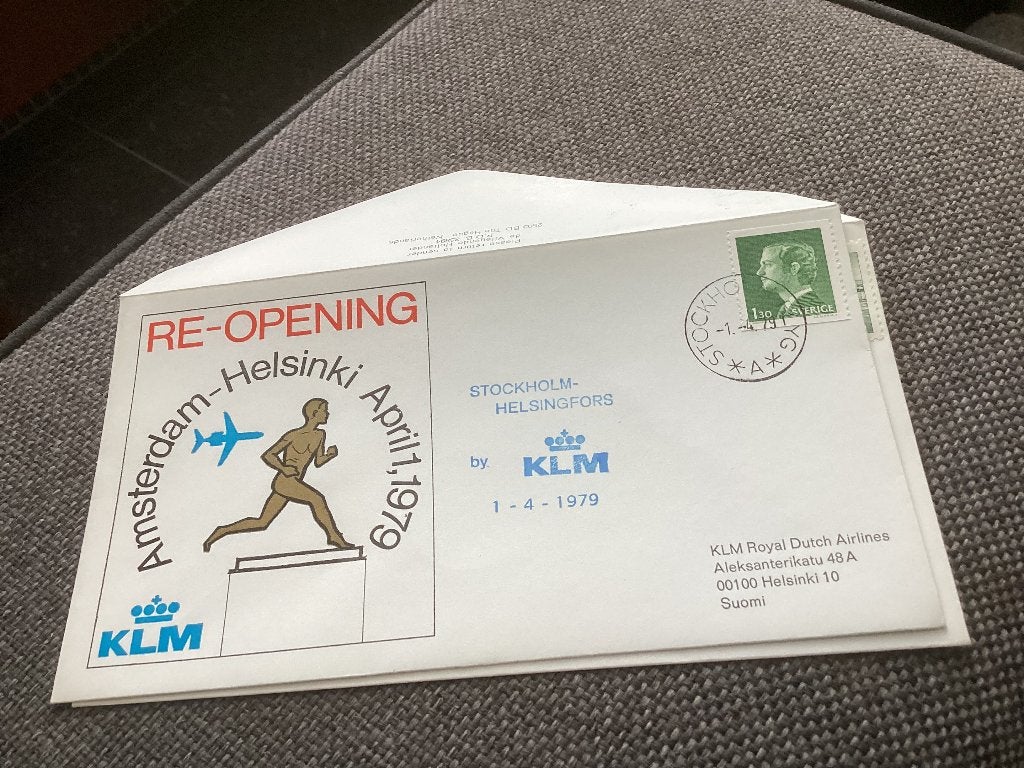 No2599 KLM Amsterdam Helsinki 1-4-1979 klein formaat, Postzegels en Munten, Ophalen, Onbeschreven, Nederland